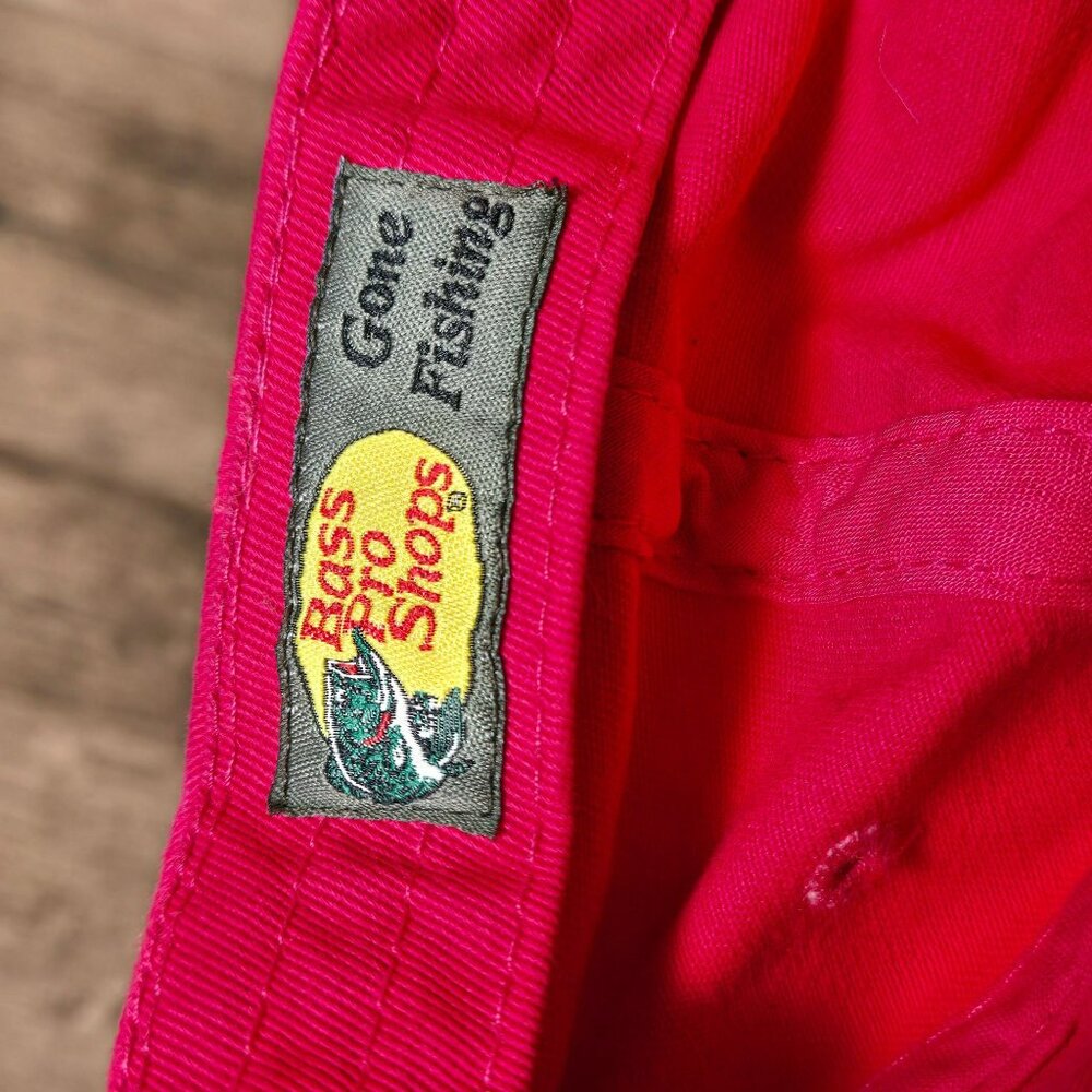 Bass Pro Shops Bright Pink Glitter Thread Patch Adjustable Cotton Baseball Cap - Picture 8 of 11